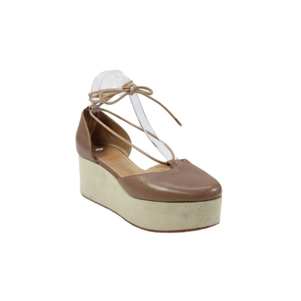 Brunello Cucinelli Womens Wedge Heel Platform Ankle Strap Pumps Brown Size 38